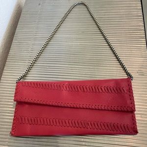 Carlos Falchi Red Leather Chain Shoulder Bag